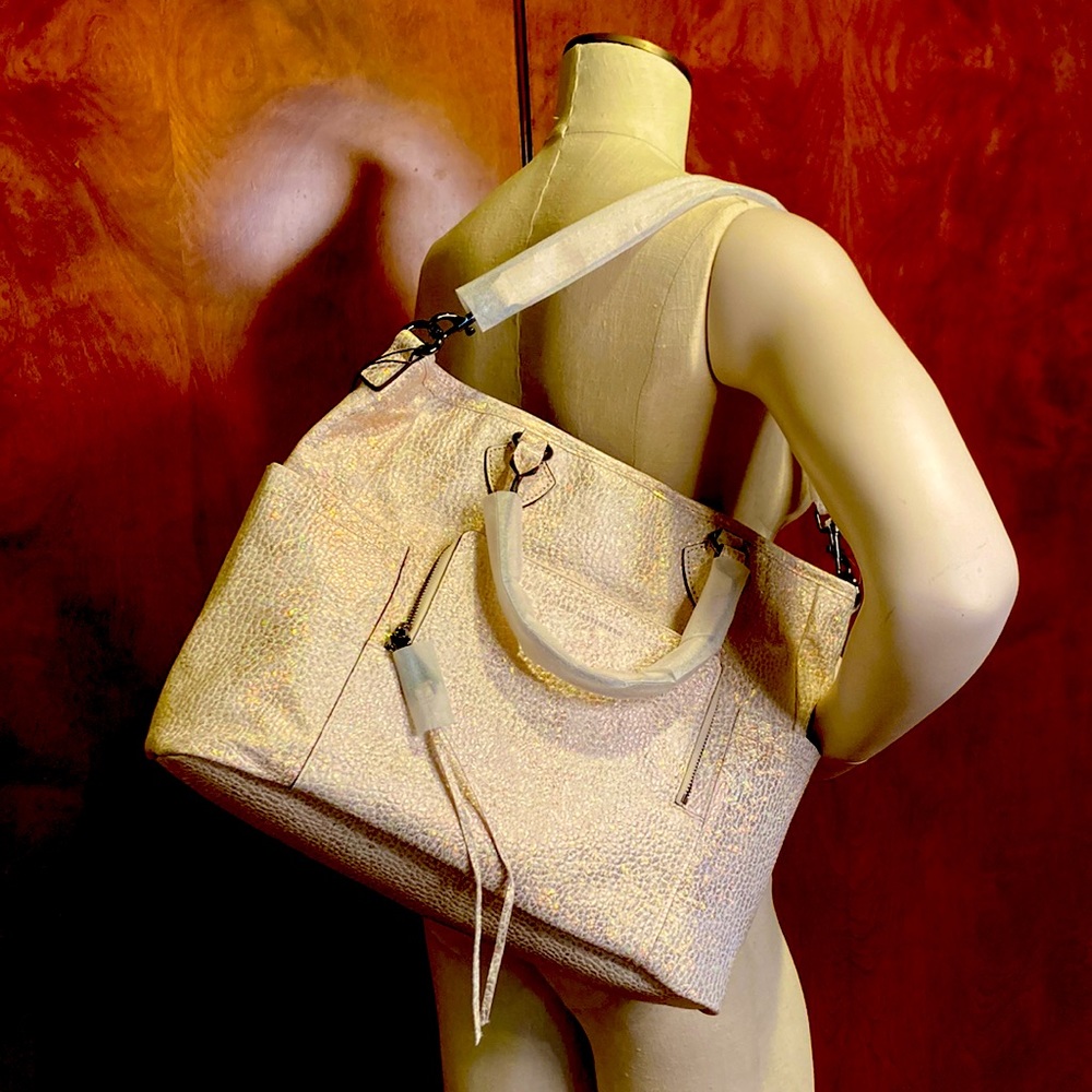 NWT Aimee Kestenberg Sunbury Leather Tote - ROSE GOLD PEBBLE METALLIC